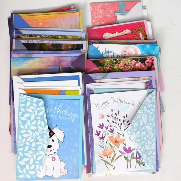 Mixed Lot of 64 Greeting Cards w/envelopes  Birthdays & More Florals Birds - Picture 1 of 4